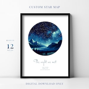 Personalisierte Sternenkarte, Geschenk zum Hochzeitstag, Geschenk für Sie, Sterne nach Datum, Nachthimmel Poster, Sternposter Geburtstagskarte #19