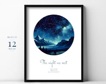 Custom Star Map Print, Personalized Special Date Gift, Wedding Anniversary Gift, Stars by Date, Night Sky Poster, Stars Birthday Map #19