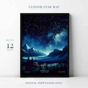 Stampa mappa stellare personalizzata, regalo personalizzato per data speciale, regalo per anniversario di matrimonio, stelle per data, poster del cielo notturno, mappa di compleanno delle stelle n. 37