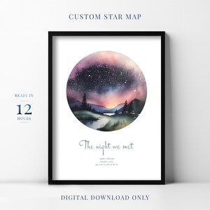 Digital Custom Star Map By Date, Custom Star Map, Engagement Where We Met Gift, Boyfriend, Sky Chart, First Date Print, Girlfriend Gift #21