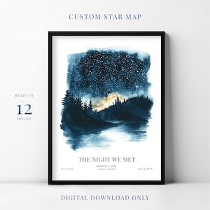 Aangepaste sterrenkaart, huwelijkscadeau, speciale datum nachtelijke hemel print, sterrenbeeld poster #24
