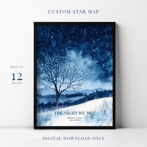 Mapa estelar digital personalizado, regalo para una primera cita, compromiso, lugar de encuentro, carta celeste n.° 26