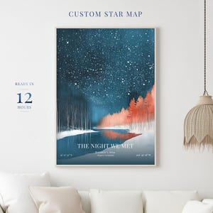 Impresión personalizada de constelaciones, mapa estelar de compromiso, póster de cielo nocturno, recuerdo de "Cuando nos conocimos" n.° 32