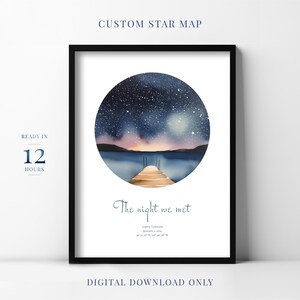 Mappa stellare personalizzata, regalo di nozze, stampa del cielo notturno, mappa del cielo, primo anniversario, mappa delle costellazioni, mappa stellare personalizzata, la notte in cui ci siamo incontrati #20