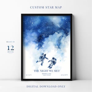 Digitale aangepaste sterrenkaart op datum, aangepaste sterrenkaart, verloving waar we elkaar hebben ontmoet cadeau, vriend, poster astronauten, eerste date, cadeau vriendin 12