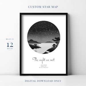 Carte des étoiles par date, carte des étoiles personnalisée, carte de la constellation, impression de carte des étoiles, impression de ciel nocturne, affiche de carte des étoiles, cadeau de mariage, constellation #22