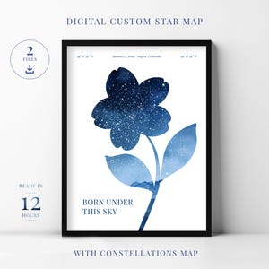 Digital Custom star map by date poster, Celebration of life, First date, Baby birth gift, Wedding Anniversary, Printable wall art  #13
