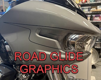 2024 2025 Harley Davidson Road Glide Graphics Kit – Vinyl Decals Front Fairing & Side Graphics – Custom Motorcycle Decal Set Multiple Colors