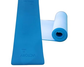 GODSERVANT Inspirational Victory Blue Yoga Mat, TPE Exercise Mat, 72 in x 24 in., 6mm, Thick Yoga Mat, Gym Mat, Yoga Mat Non Slip
