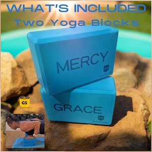 GODSERVANT Inspirational Yoga Blocks: Grace and Mercy; Pilates Block; Workout Bricks; Exercise Blocks