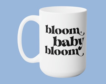 Bloom Baby Mug, Boho Cottagecore Coffee Mug, Vintage Botanical Tea Cup, Sunflower Nature Mug, Flower Garden Lover Gift, Plant Lover Gift