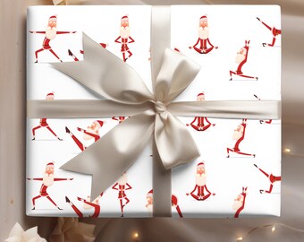 Papel de envolver Zen Santa, Papel de envolver Nama-Sleigh, Papel de envolver de Navidad de Santa, Regalo para un amigo, Papel de envolver de Navidad, Yoga Santa