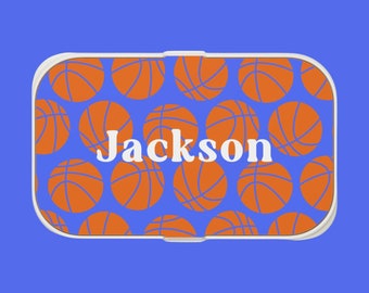 Boîte à collation personnalisée - Sac à lunch pour enfants - Boîte à lunch pour garçons - Boîte à lunch pour sport - Cadeau pour garçon - Cadeau pour fan de basketball - Couvercle en silicone