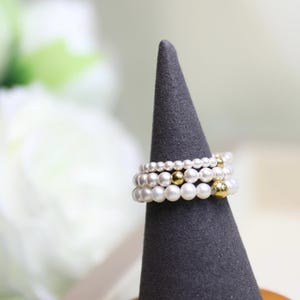 18K Gold Plated Freshwater Pearl Ring / Swarovski Pearl Ring/ Danty Pearl Ring / Holiday gift / Minimalist
