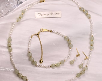 Bracciale In Perle D'acqua Dolce E Onice Verde | 22 Cm | Chiusura Argento 925 | Fatto A Mano India