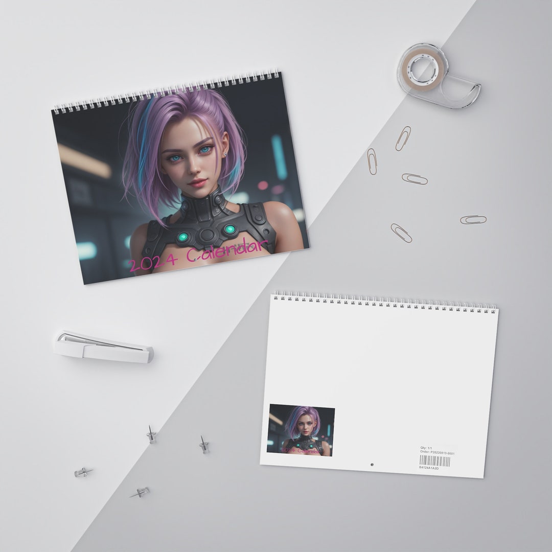 Cyberpunk Gaming Girl Calendar 2024 Etsy