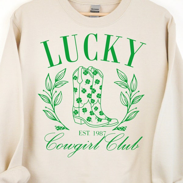 Vintage Cowgirl Club St Patricks svg, Lucky Cowgirl Club Shamrock png, St Patricks Day Cowgirl Club pdf,1987 Lucky Cowgirl Club, Cowgirl svg