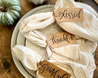 Thanksgiving Place Card, Hand Lettering Napkin Tags
