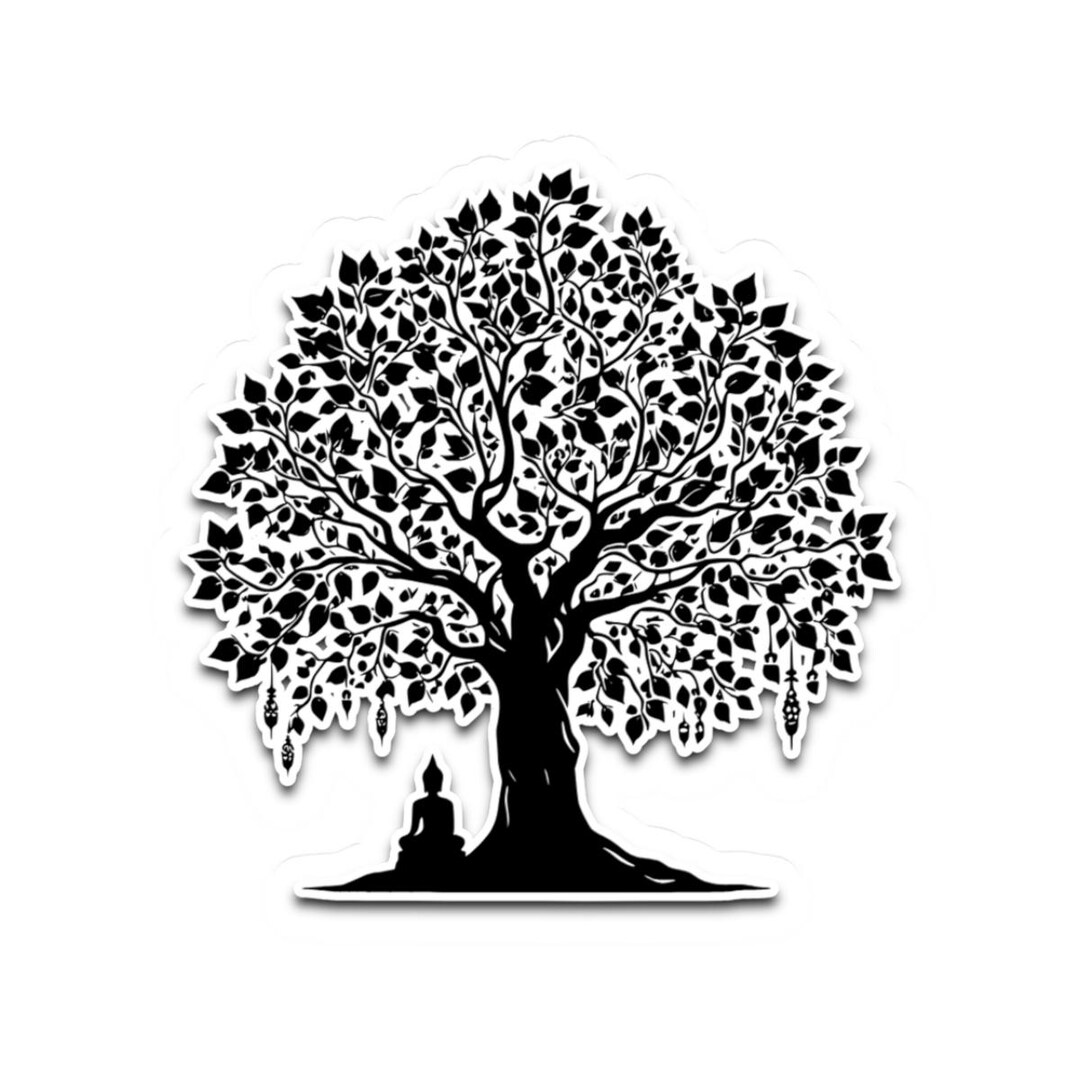 Bodhi Buddha Silhouette Sticker, Zen Meditation Laptop Decal, Spiritual ...