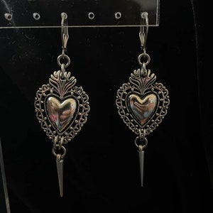 Large Sacred Heart Earrings