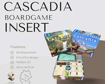 Cascadia Inlay Board Game Organizer with Landmarks Expansion and Pinecone Tokens for Cascadia Board Game