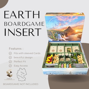 Earth Inlay Board Game Organizer Earth Inserto per Earth Board Game con supporto per carte con maniche