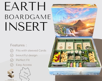Earth Inlay Board Game Organizer Earth Insert for Earth Board Game with Sleeved Card Support
