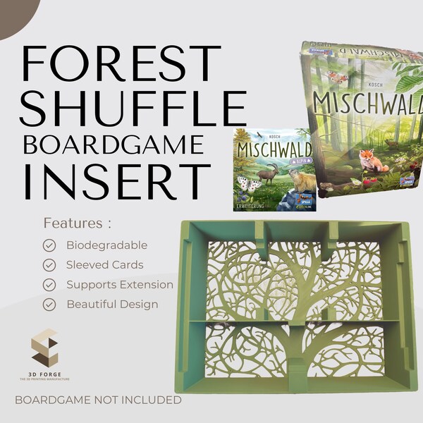 Incrustación de diseño de bosque mixto (+ alpino) - Organizador de juegos de mesa (juego de mesa Forest Shuffle)