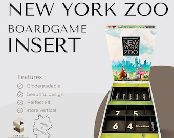 New York Zoo Inlay Boardgame Organizer New York Zoo Insert for New York Zoo Board Game with Sleeved Card Support
