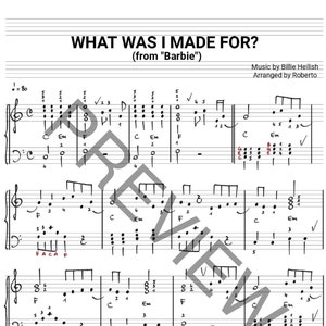 What was I made for? From BARBIE - Handmade easy Piano Music Sheet - https://youtu.be/tUxHMji4ALc?feature=shared