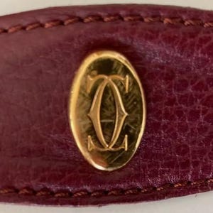 Original Must de Cartier Paris Vintage Unique Gold Logo Belt Burgundy Leather SM
