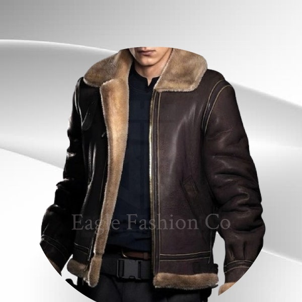 Real Lambskin Brown Leather Inspired by Resident Evil 4 Remake Leon Kennedy  Jacket RE 4 Fur Jacket Cosplay Game costume Halloween Jacket