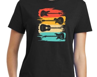 Women's Guitar Print Tee Shirt - Choose your color and size!
