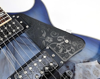 Gibson Les Paul Style Aluminum Alloy Engraved Pickguard, Switch, Cavity Covers - Black, Chrome, Gold