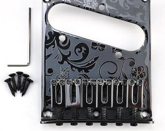 Telecaster Stainless Engraved Bridge S/Coil (10.5mm Post Spacing)  - Black, Chrome, or Gold