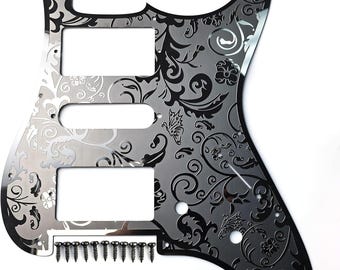 Fender Stratocaster 11 Hole Stainless Steel Engraved Pickguard H/S/H Black, Chrome, or Gold