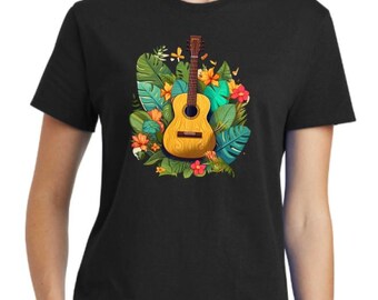 Women's Guitar Print Tee Shirt - Choose your color and size!