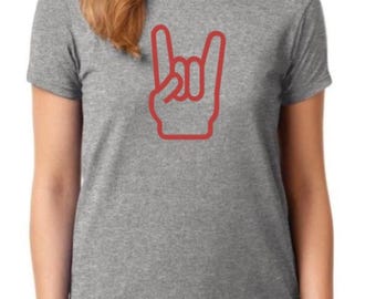 Women's Hands Horn Print Tee Shirt - Choose your color and size!