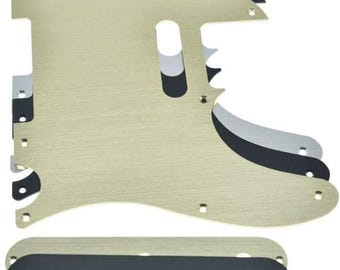 Fender Telecaster Brushed Aluminum Pickguard & Control Plate - Black, Gold, or Silver