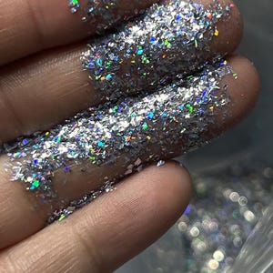 Silver Holographic  Glitter Flakes | 1oz Jar