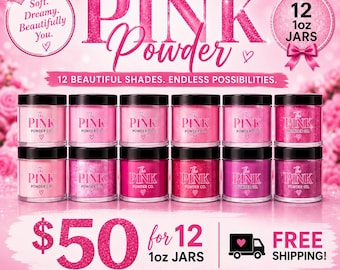 12 Glitter and  Acrylic Powders | 1 oz Jars | Nail Powder Set | FREE Shipping