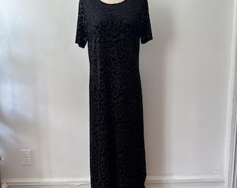 Vintage Jennifer Moore Samt Ausbrenner Maxi Kleid – Made in Korea – Größe Medium