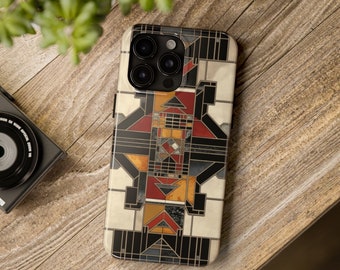 Frank Lloyd Wright Inspired Stained Glass Phone Case - Geometric Elegance for iPhone Models