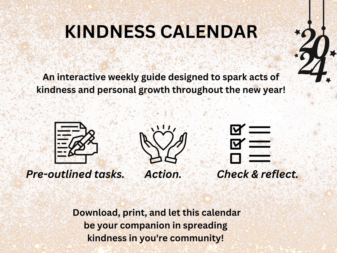 Digital Kindness Calendar 2024 Etsy