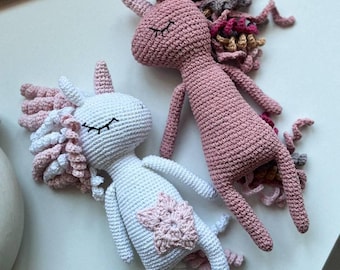 Crochet Unicorn Amigurumi, Handmade Unicorn Plush, Organic Cotton Stuffed Animal, Nursery Decor