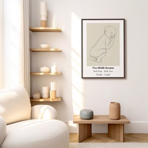 TABELLA NASCITA NEONATO personalizzata, regalo neonato, stampa digitale, disegno personalizzato, regalo per la casa, regalo per la festa della mamma, arte murale per la cameretta dei bambini, regalo per la mamma