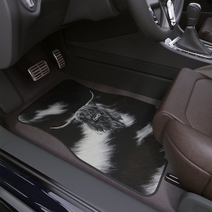 Cowhide Highland Cow Car Floor Mats, 1pc