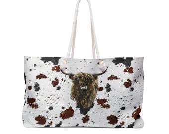 Highland Cowhide Print Weekender Bag | Cowhide Travel Duffle