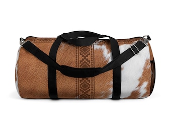Cowhide Print Duffel Bag