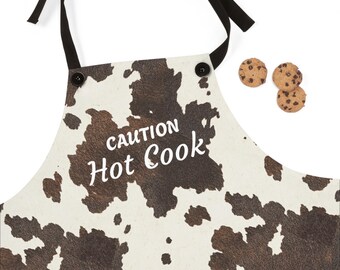 Personaliseerbare schort met koeienhuidprint | Grappig kookcadeau